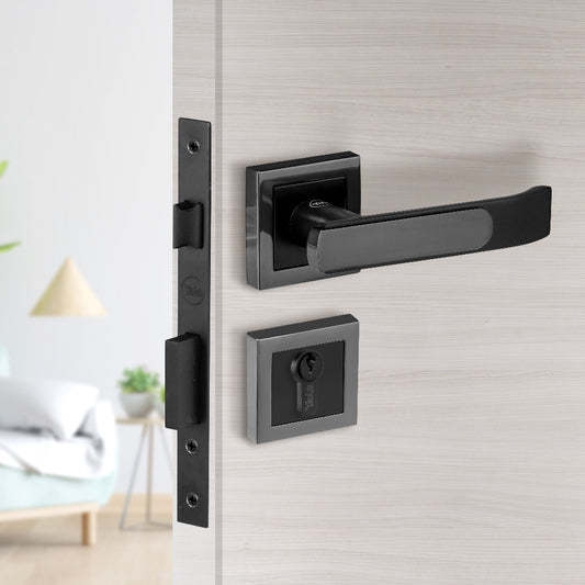 Yale YECM-603 mortise comboset with lock and handle in Black Matt