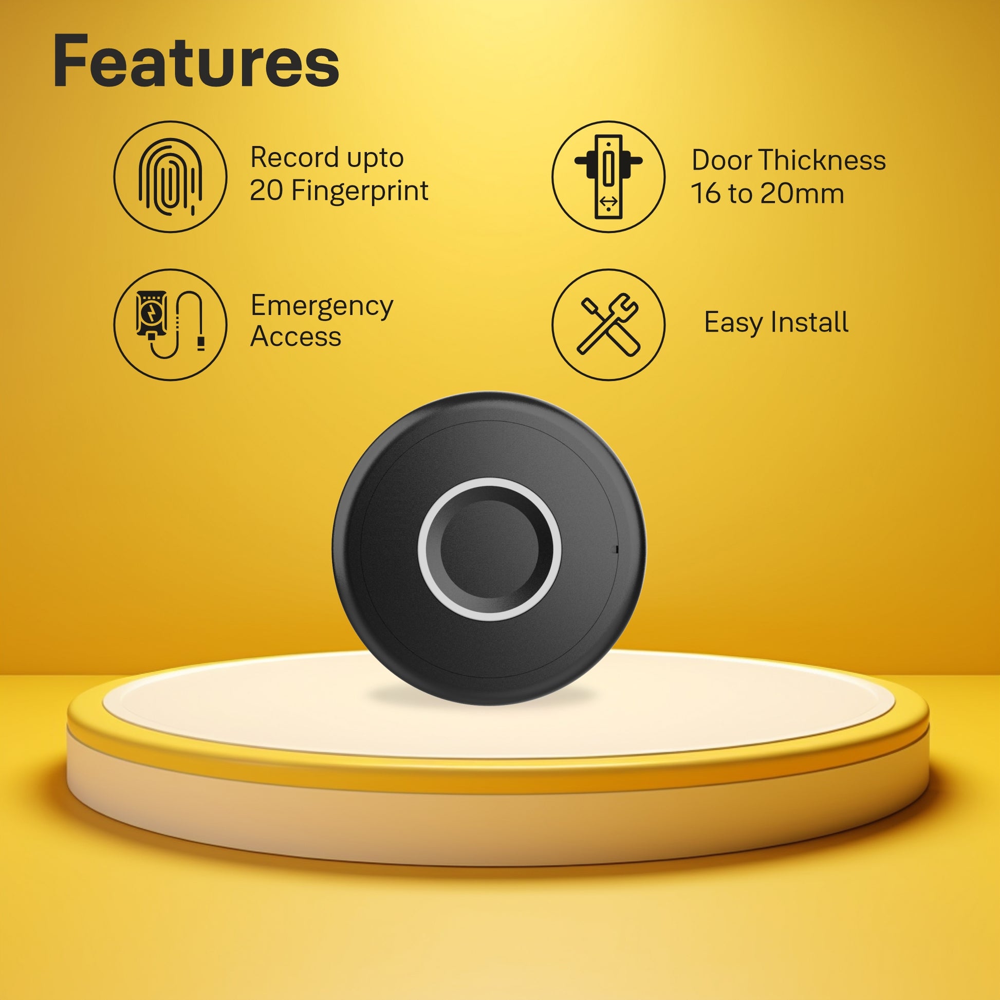 Premium digital fingerprint wardrobe lock in black