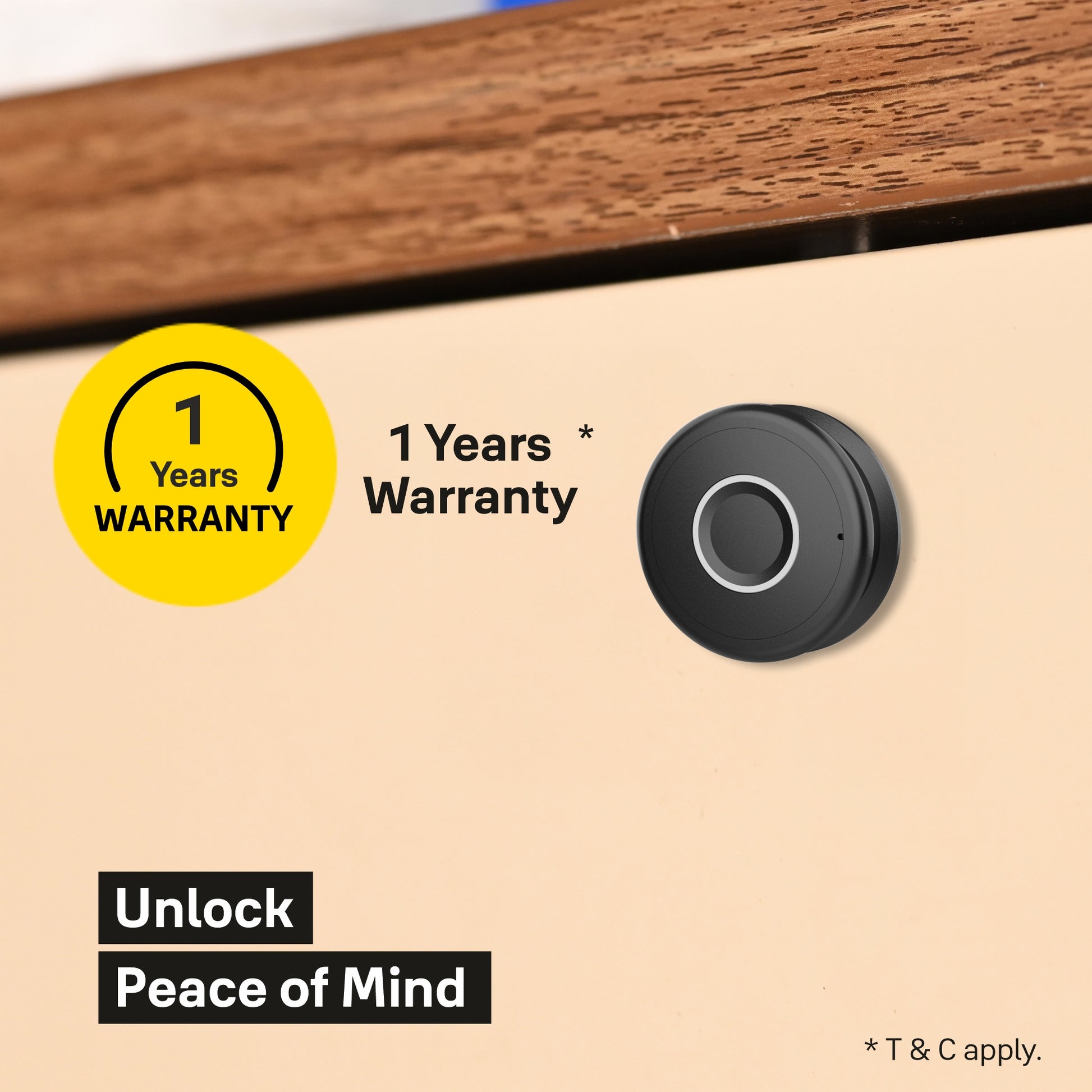 Premium digital fingerprint wardrobe lock in black with 1 year warranty