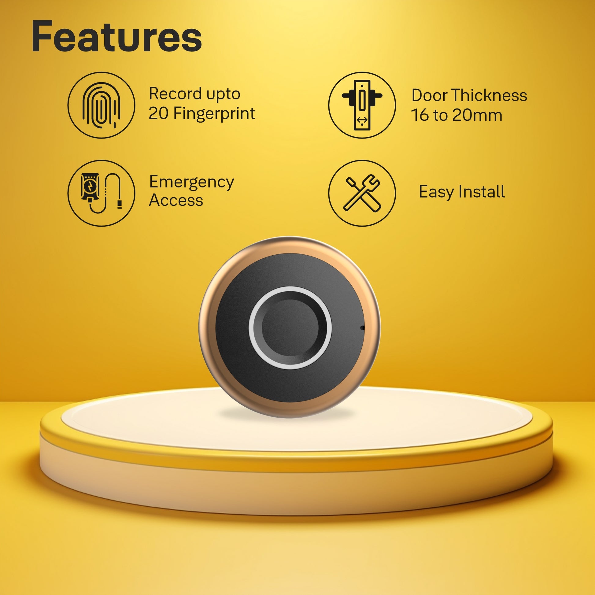 Premium digital fingerprint wardrobe lock in rose gold