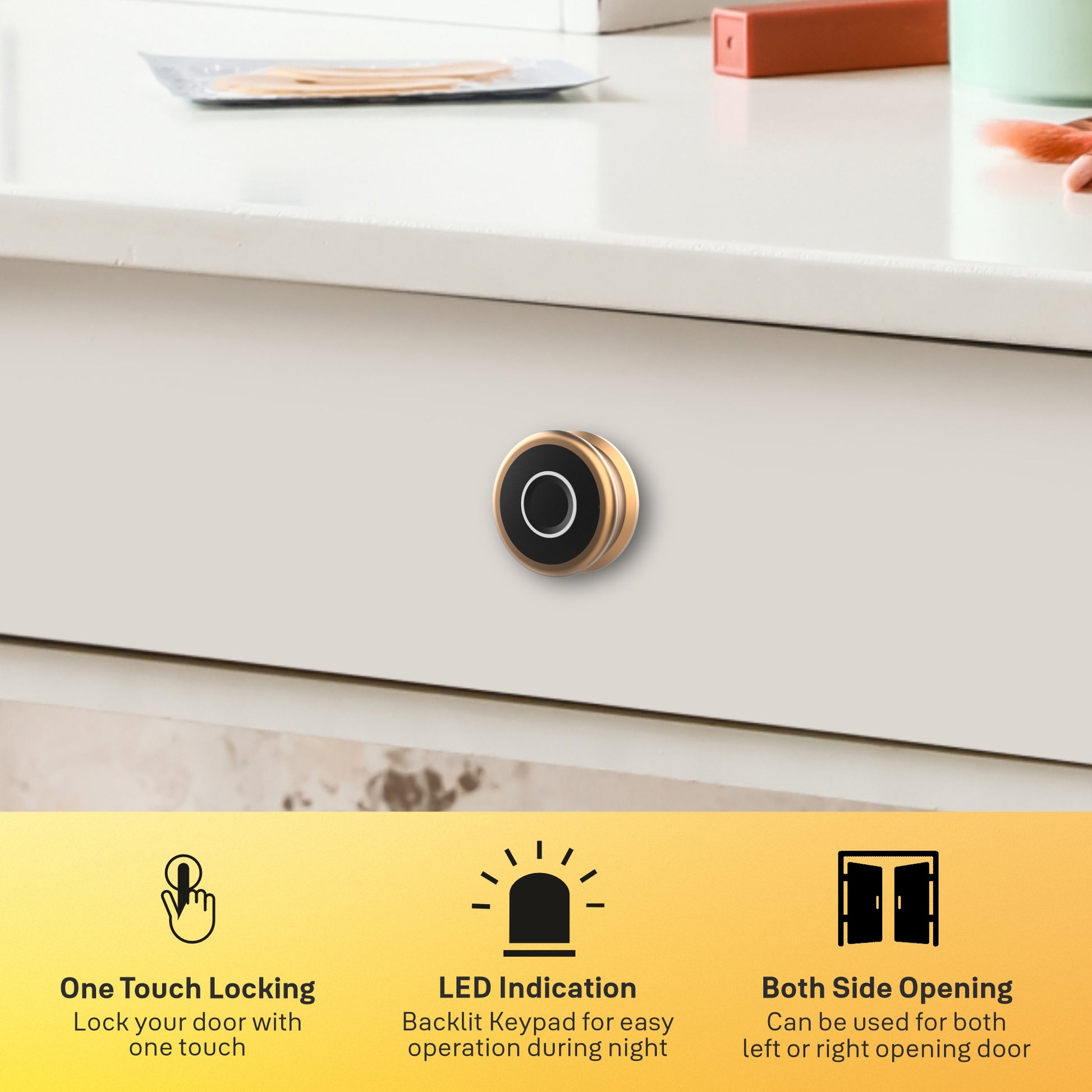 Premium digital fingerprint wardrobe lock in rose gold