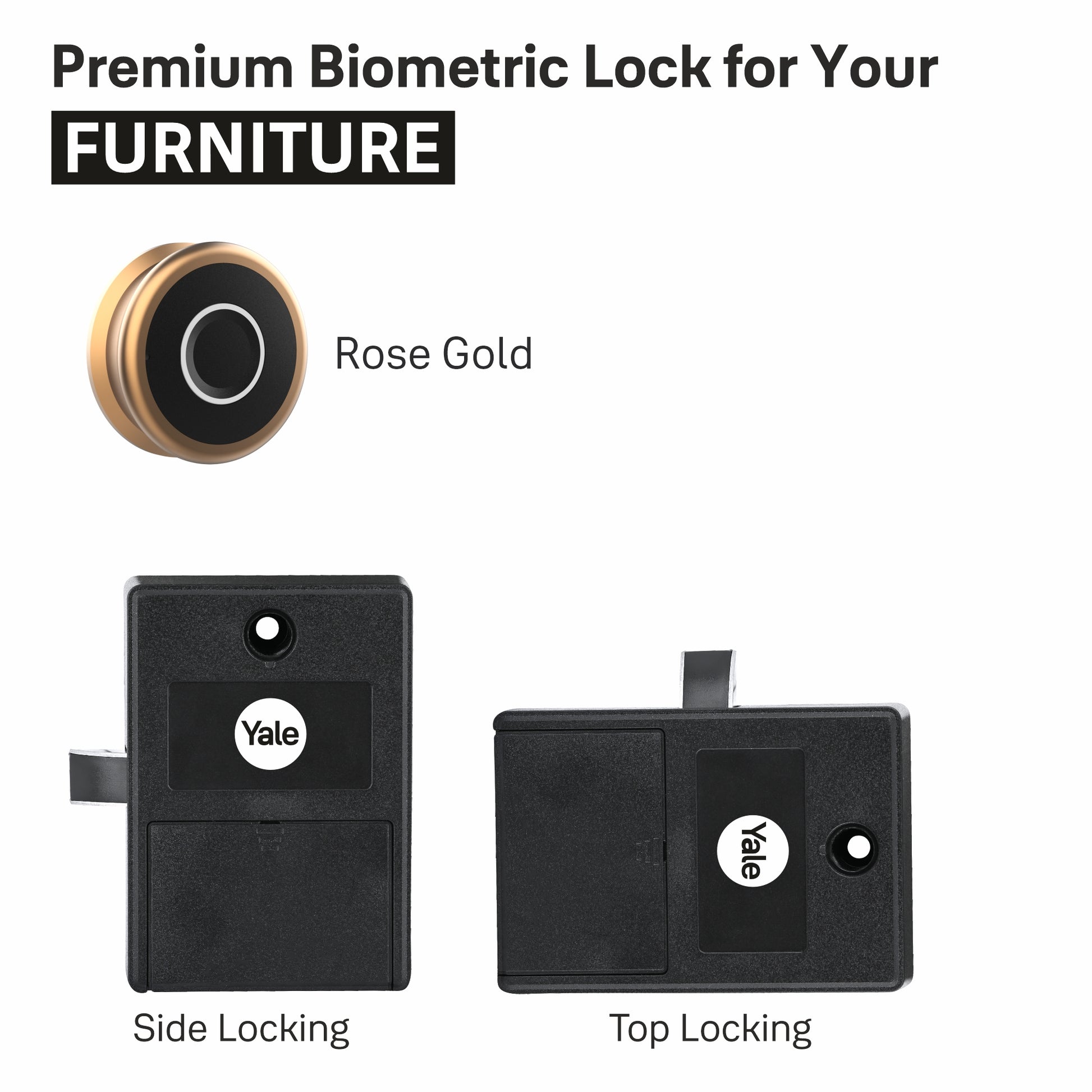 Premium digital fingerprint wardrobe lock in rose gold with back body