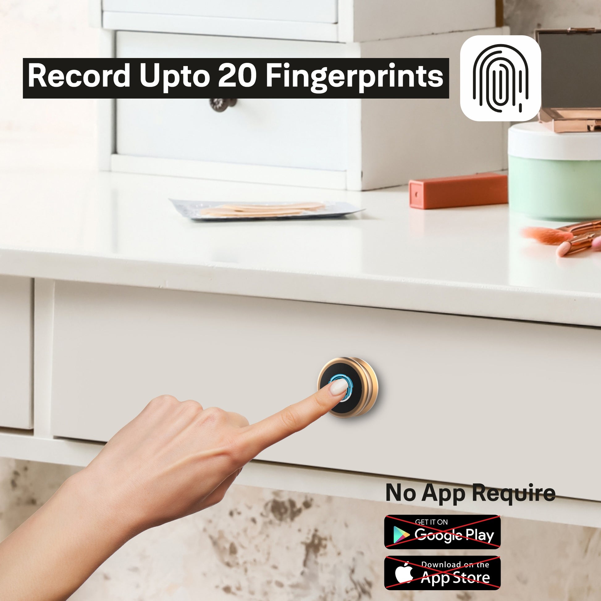 Premium digital fingerprint wardrobe lock in rose gold for drawers