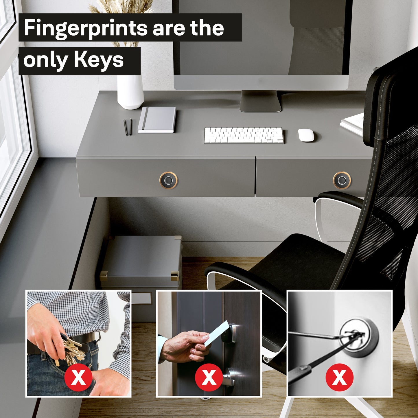 Premium digital fingerprint wardrobe lock in rose gold with fingerprint access