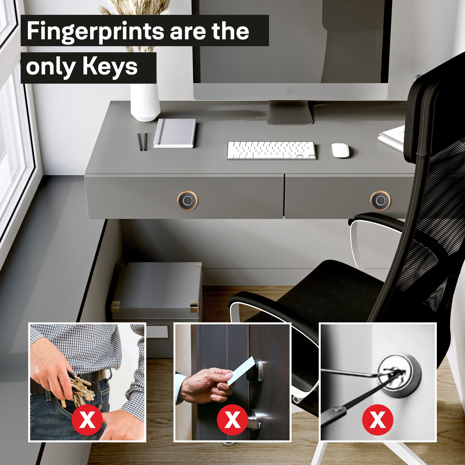Premium digital fingerprint wardrobe lock in rose gold with fingerprint access