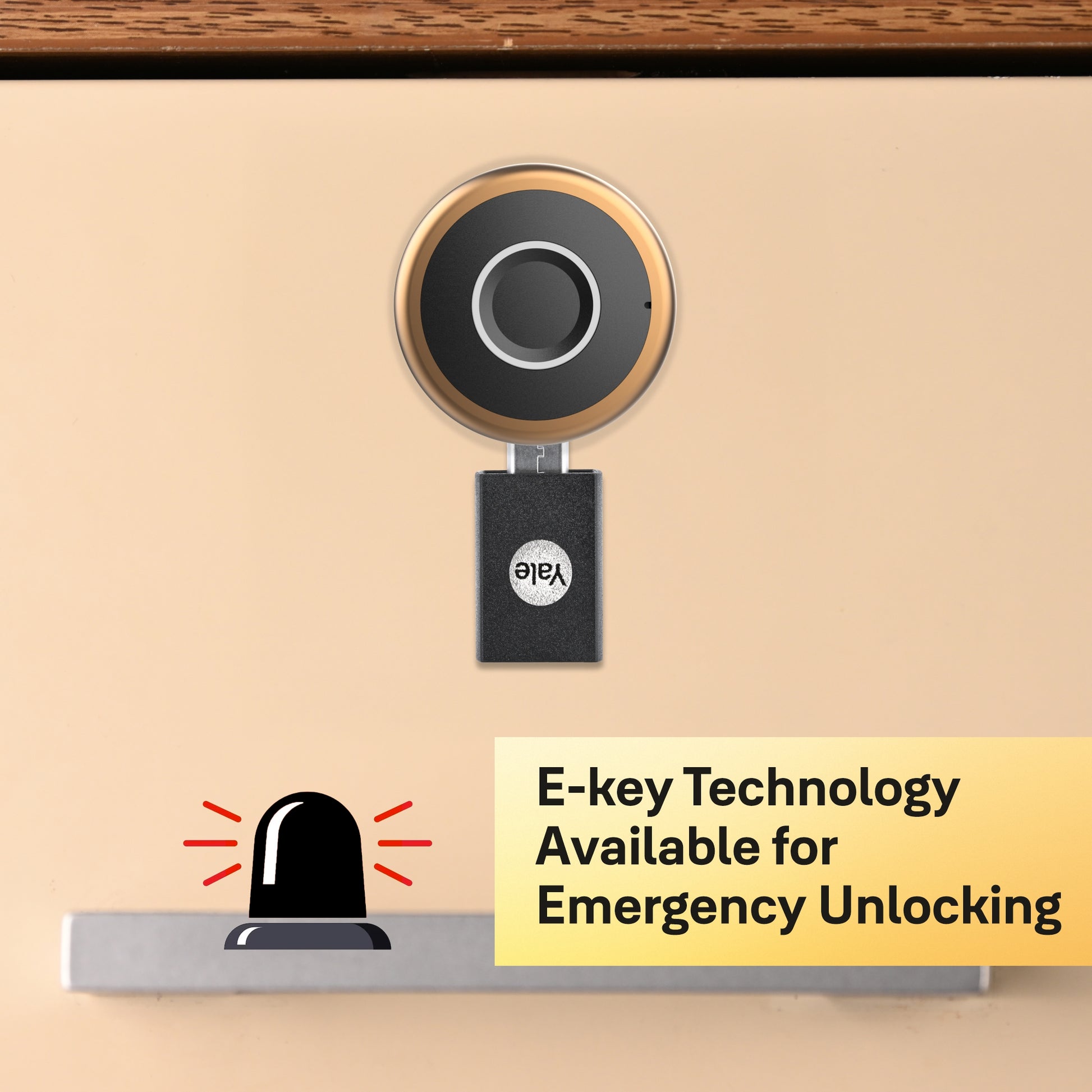 Premium digital fingerprint wardrobe lock in rose gold with e-key for emergency unlocking