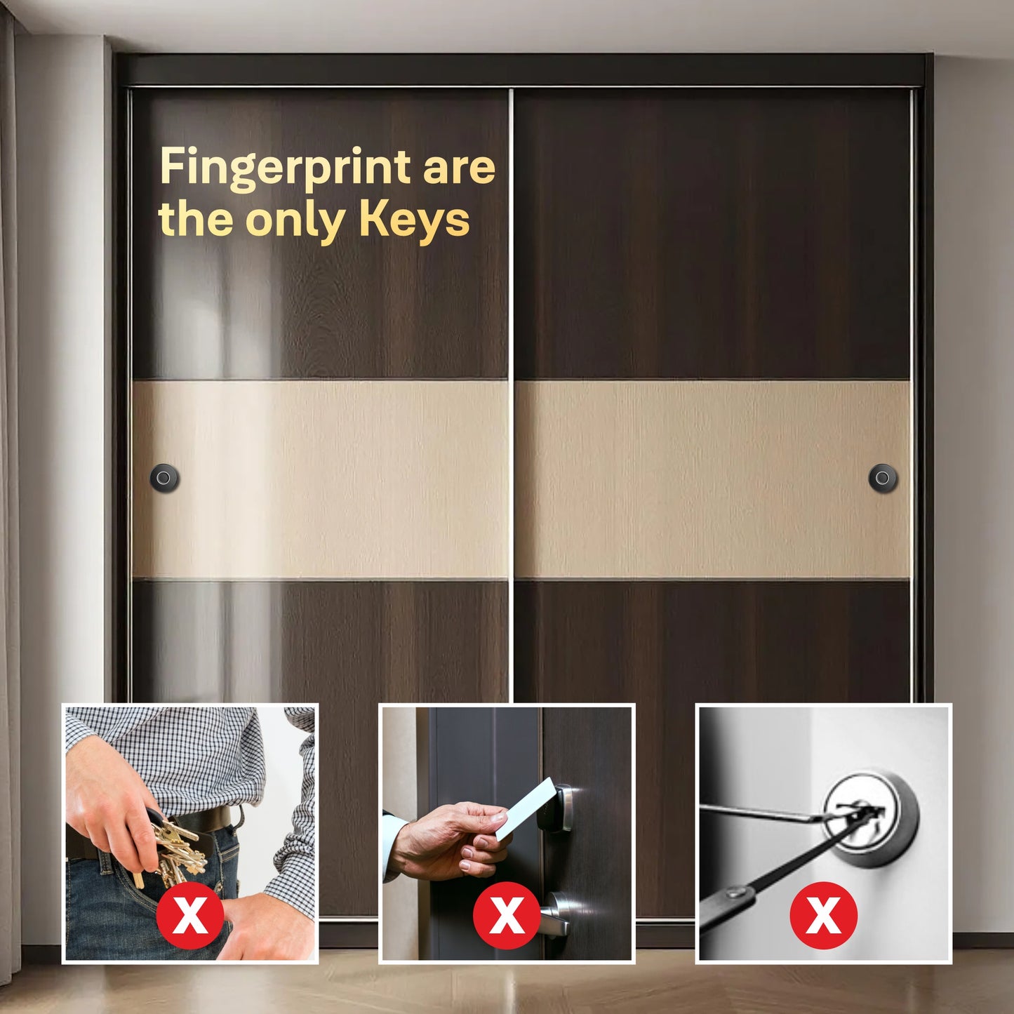 Yale YLDRPSL Biometric Smart Premium Sliding Wardrobe Lock With 1 Year Warranty (Black)