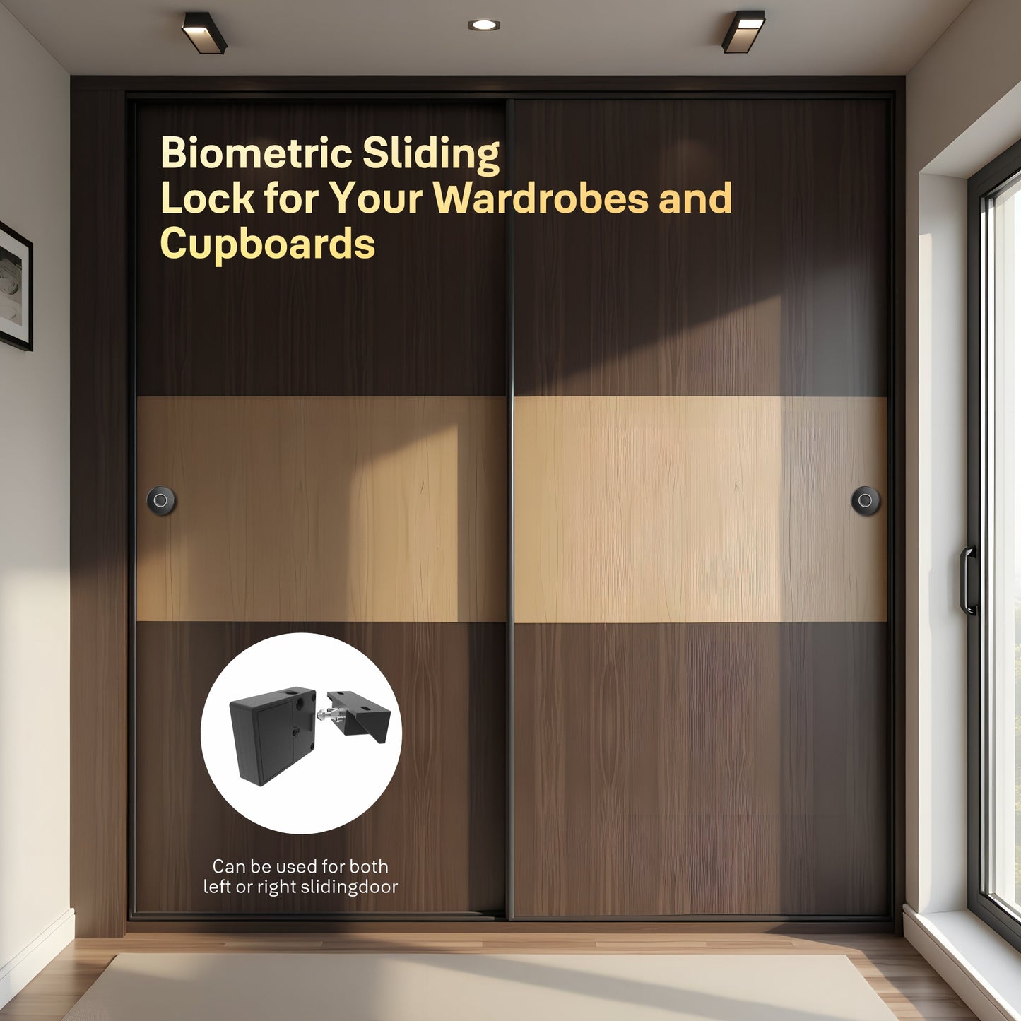 Yale YLDRPSL Biometric Smart Premium Sliding Wardrobe Lock With 1 Year Warranty (Black)