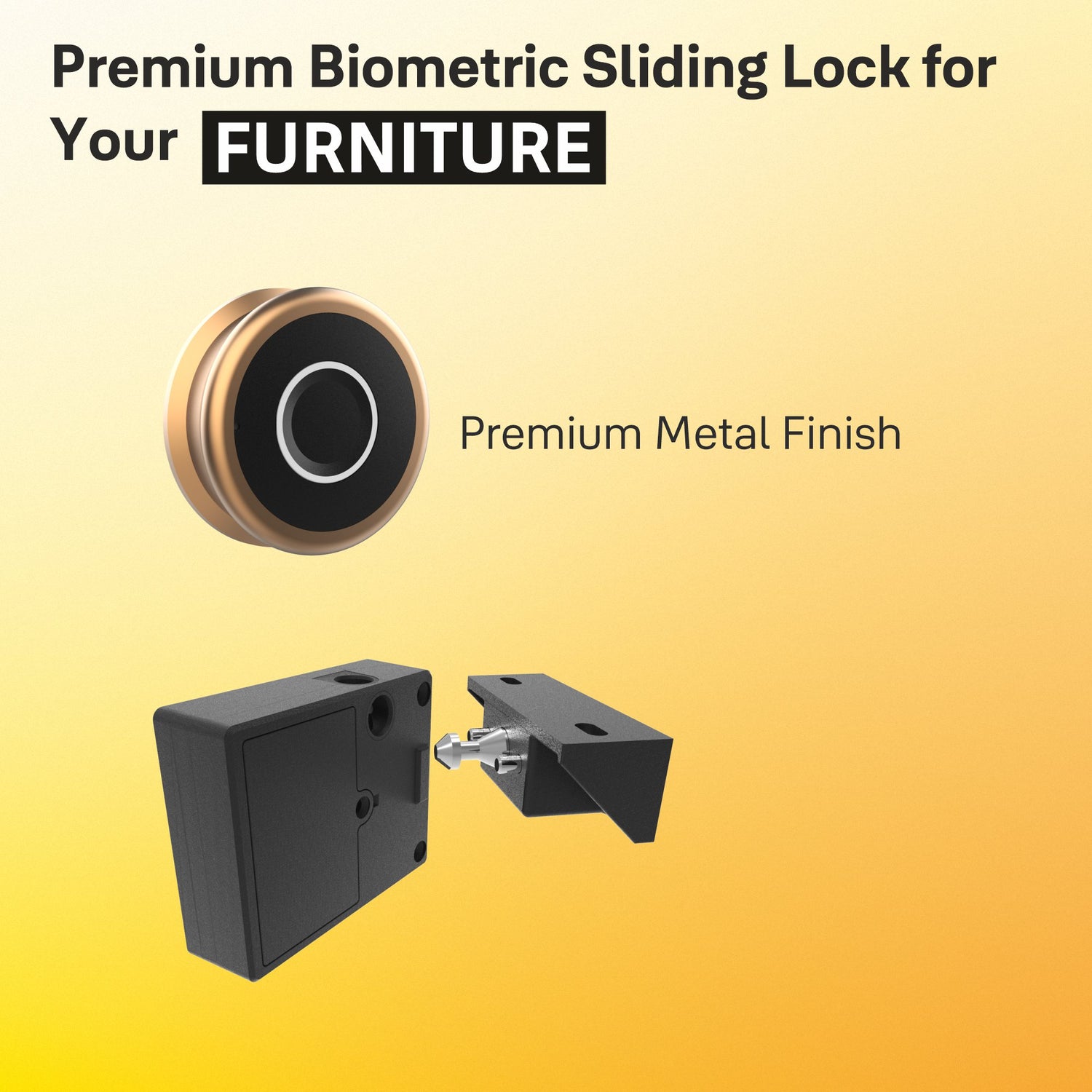Yale Sliding Wardrobe Digital fingerprint lock in rose gold color with back body