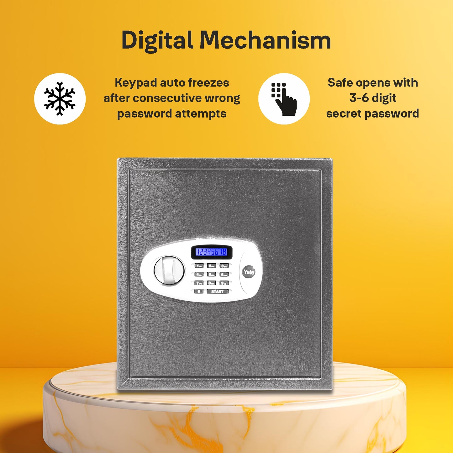 Yale YSS/390/GR Standard Large Electronic Safe locker with Pincode Access- 41 litres, Grey