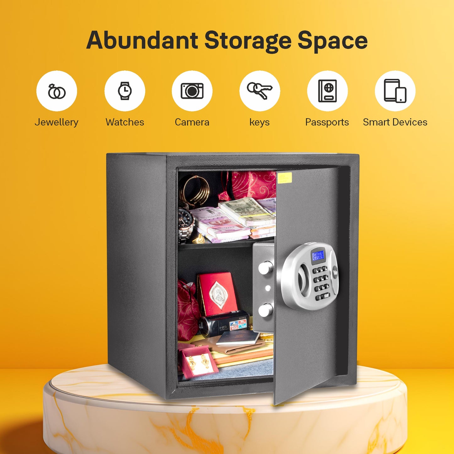 Yale YSS/390/GR Standard Large Electronic Safe locker with Pincode Access- 41 litres, Grey