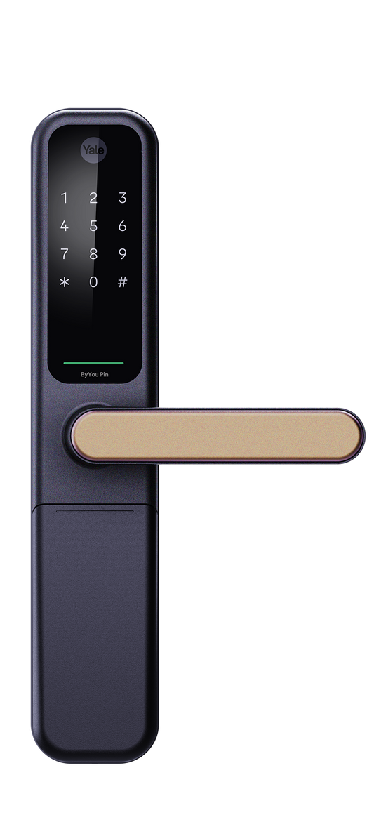 ByYou Mortise Smart Door Lock with 5 Way Unlocking Fingerprints, In-built Bluetooth, PIN Code, RFID Tag, Manual Key (Black/Gold) (Copy)