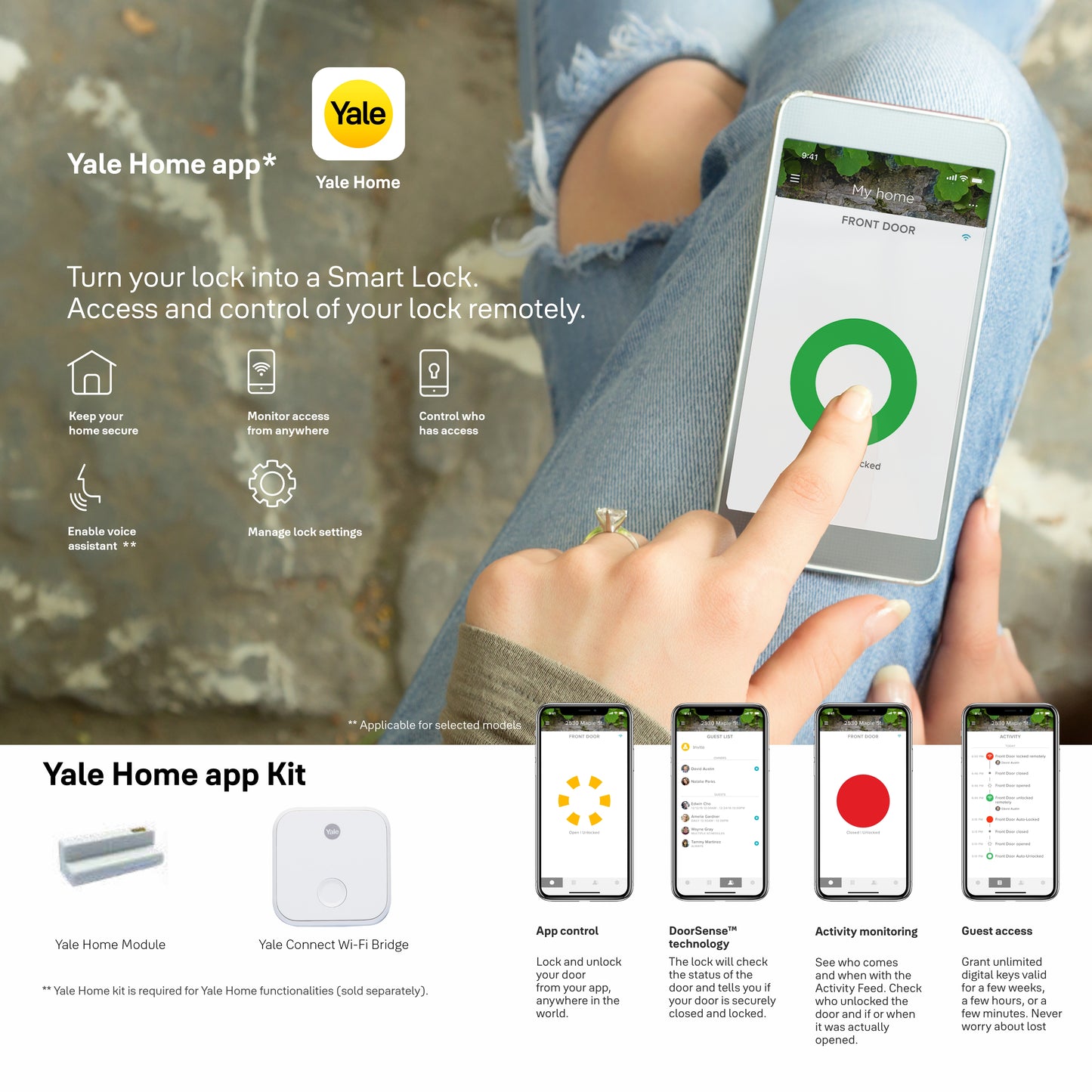 YDM 4115 -A Series, Biometric Smart Lock, Brown with Fingerprint, PIN, manual key and Yale Home App
