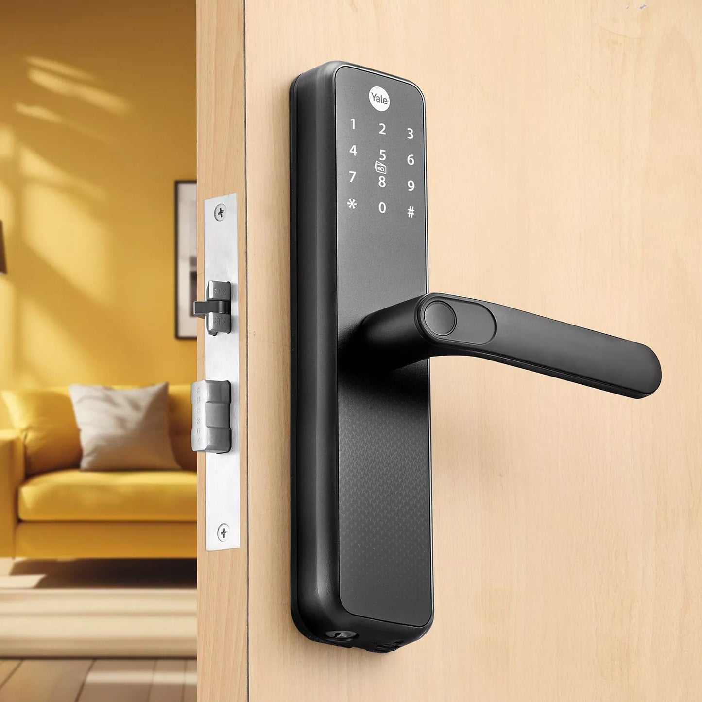 Yale Zuri S (Black) Smart Lock with 5 way unlocking (Fingerprint, PIN, RFID, Manual Key and Built-in Bluetooth to Access through Home App)
