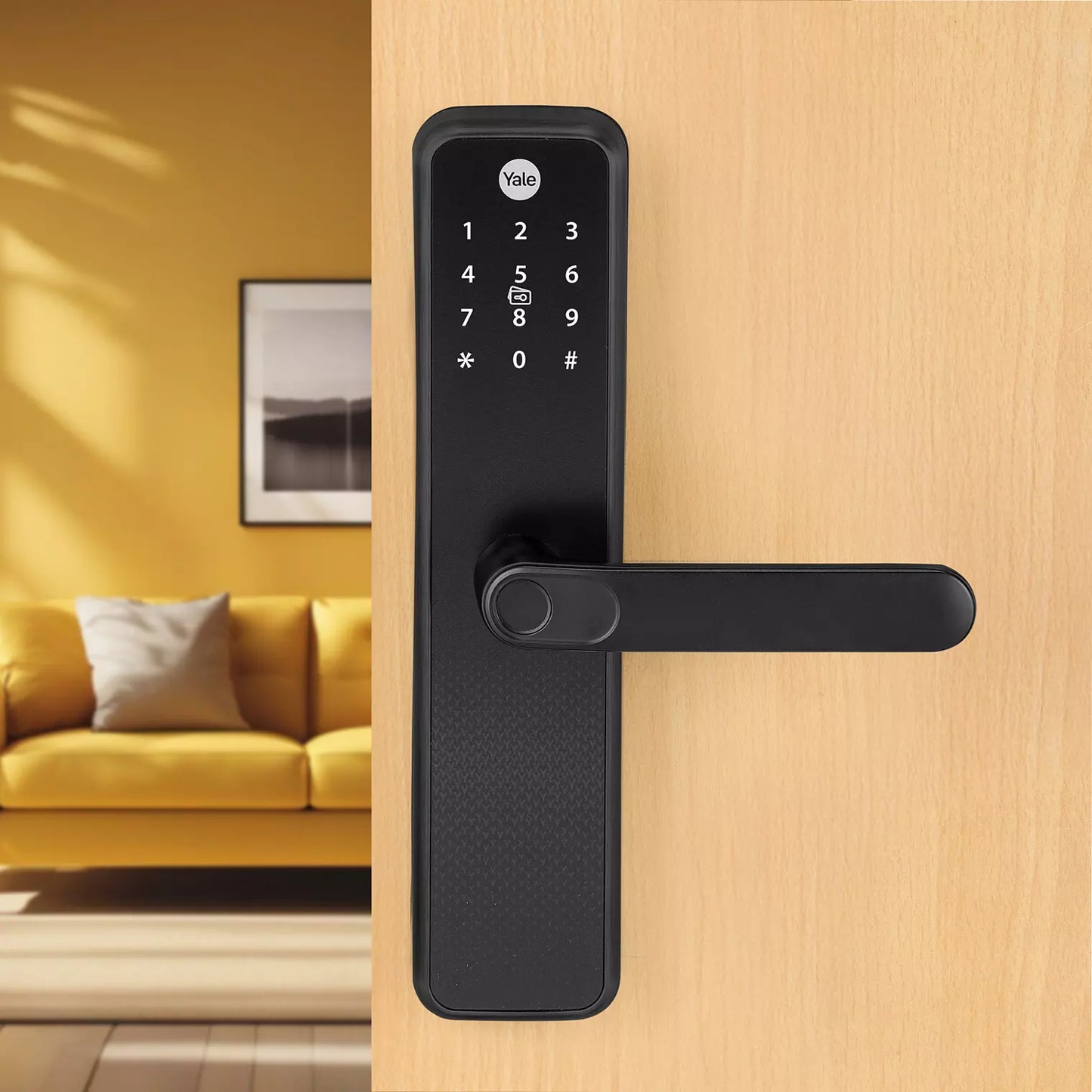 Yale Zuri S (Black) Smart Lock with 5 way unlocking (Fingerprint, PIN, RFID, Manual Key and Built-in Bluetooth to Access through Home App)