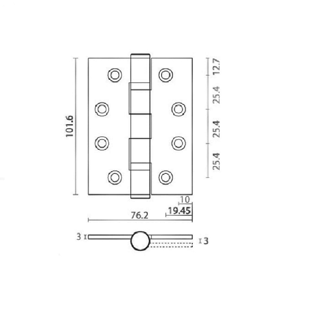 Ball Bearing Butt Hinge 4inch x 3inch x 3mm