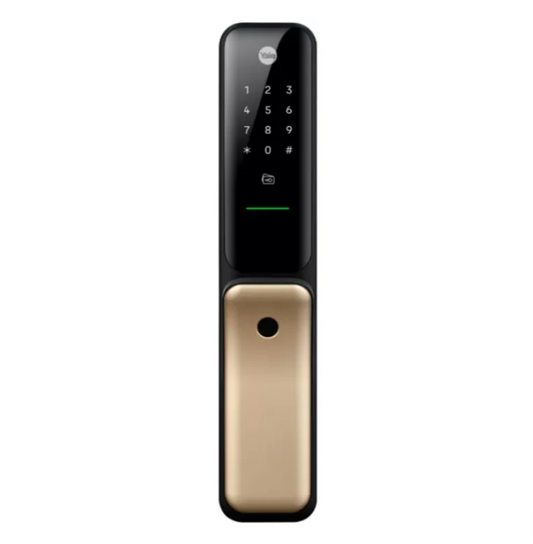 Yale Kyra Pro, Push Pull Smart Lock, with fingerprint, PIN, RFID, Manual Key, Gold