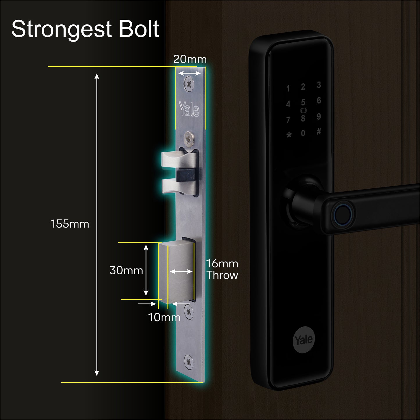 YDME50NxT Smart Door Lock, Black, Fingerprint, PIN, RFID, Manual Key Access