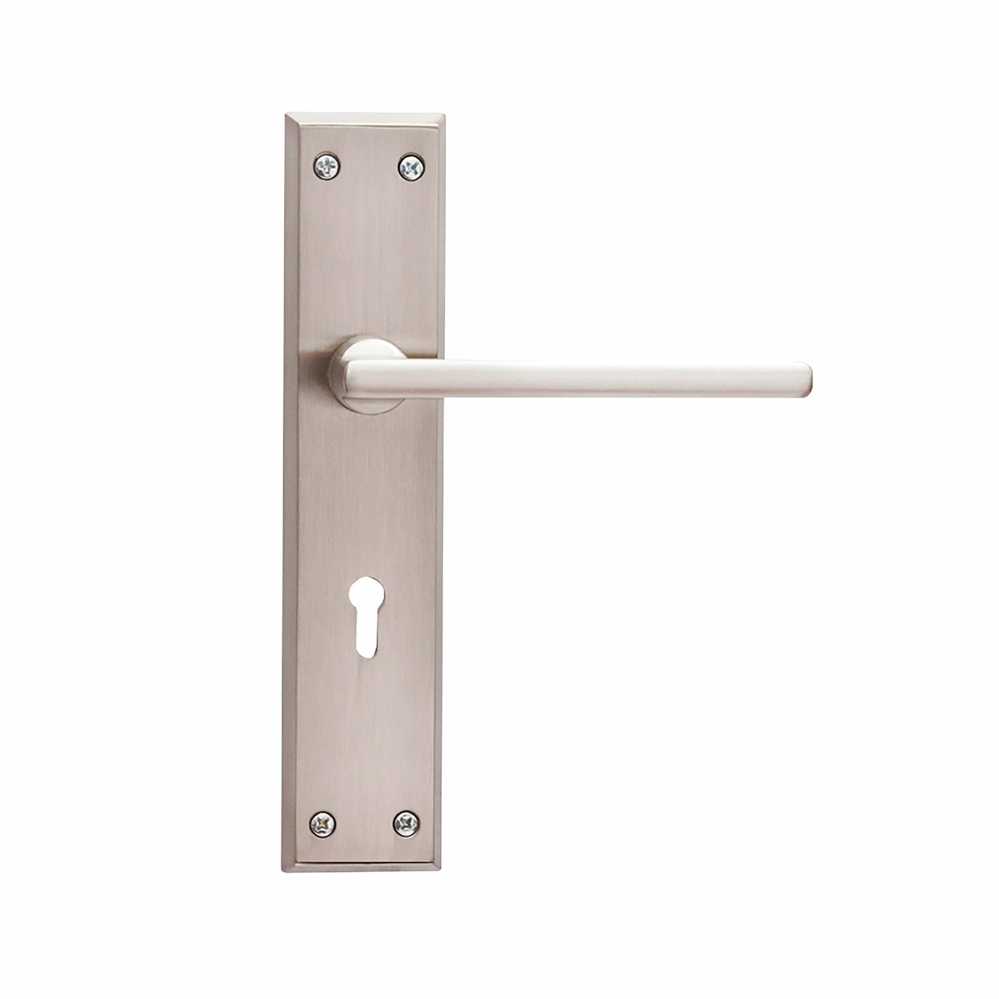 YME 551 Lever Handle set with key-in lever double strike lockbody Satin Steel