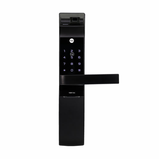 YDM 7116A Smart Lock, Matt Black with Fingerprint, PIN Code, RFID Card, Mechanical Key, Bluetooth module, Works with Yale Home App