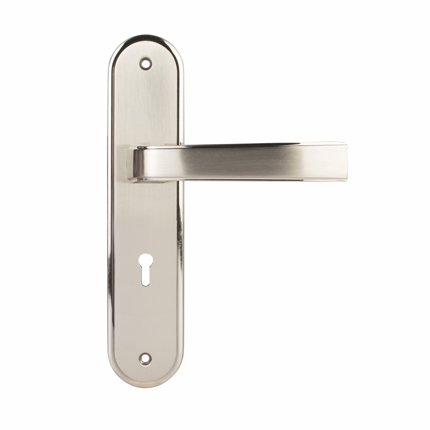 YME 415+ Lever Handle set with key-in lever double strike lockbody Satin Steel