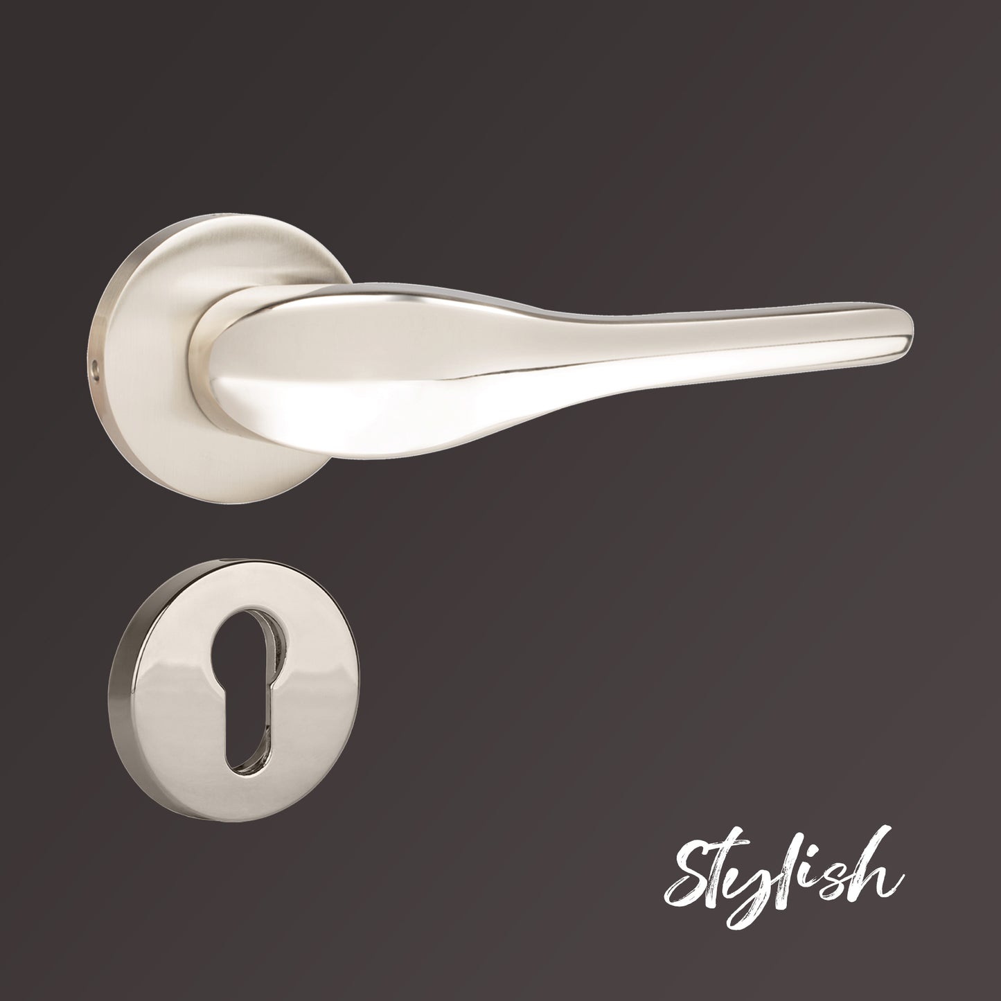 YPBL-801-SS Solid Brass Lever Handle, Satin / Chrome Polish (Without Lock and key cylinder)