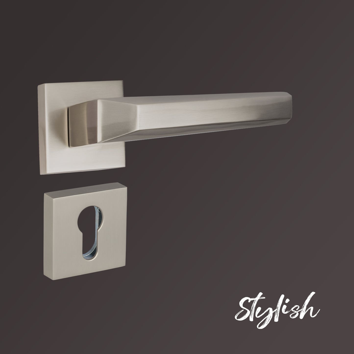 YPBL-804-Solid Brass Premium Lever Handle, Satin Steel (Without Lock and key cylinder)