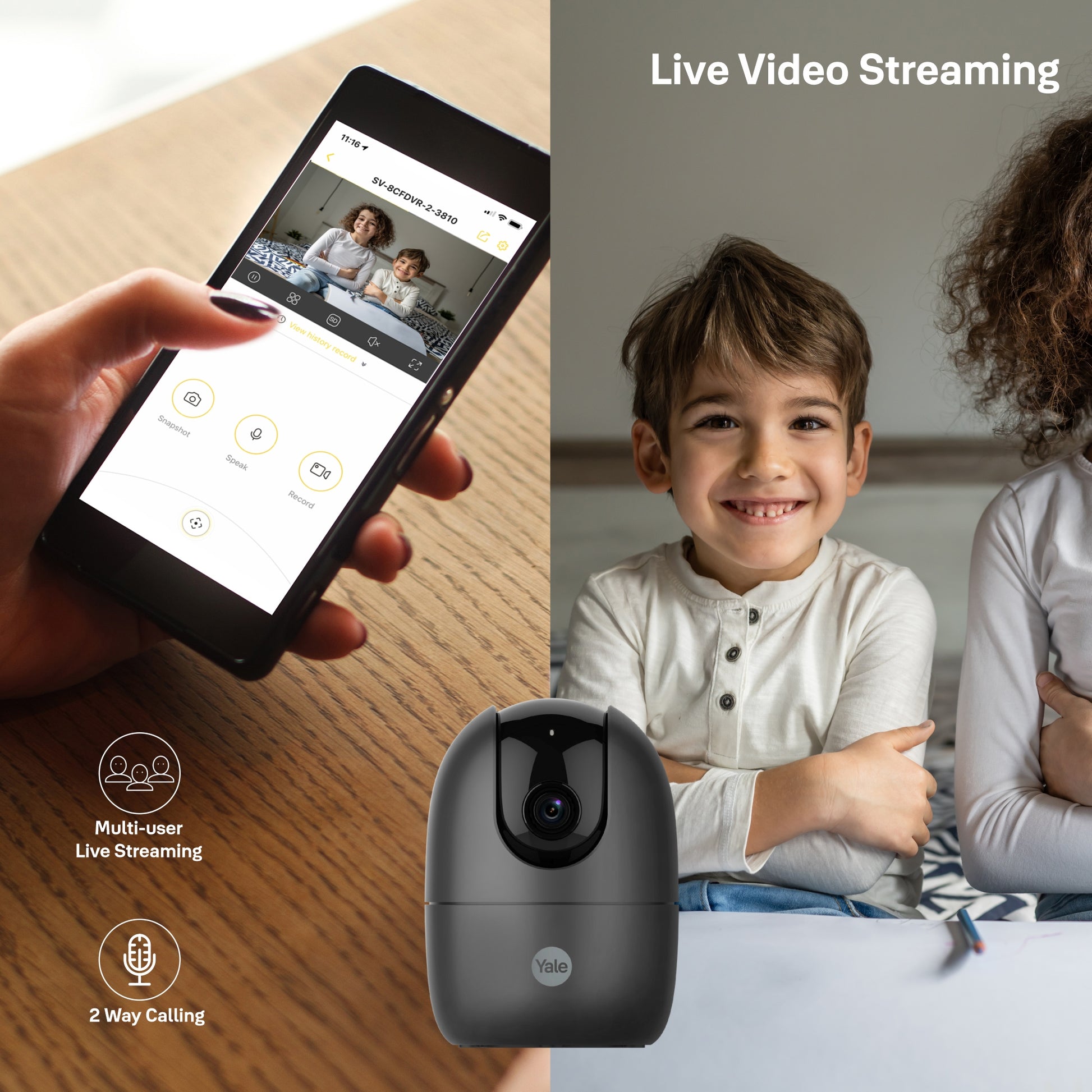 Indoor WiFi Camera Pan Tilt, Motion Detection, Live Viewing