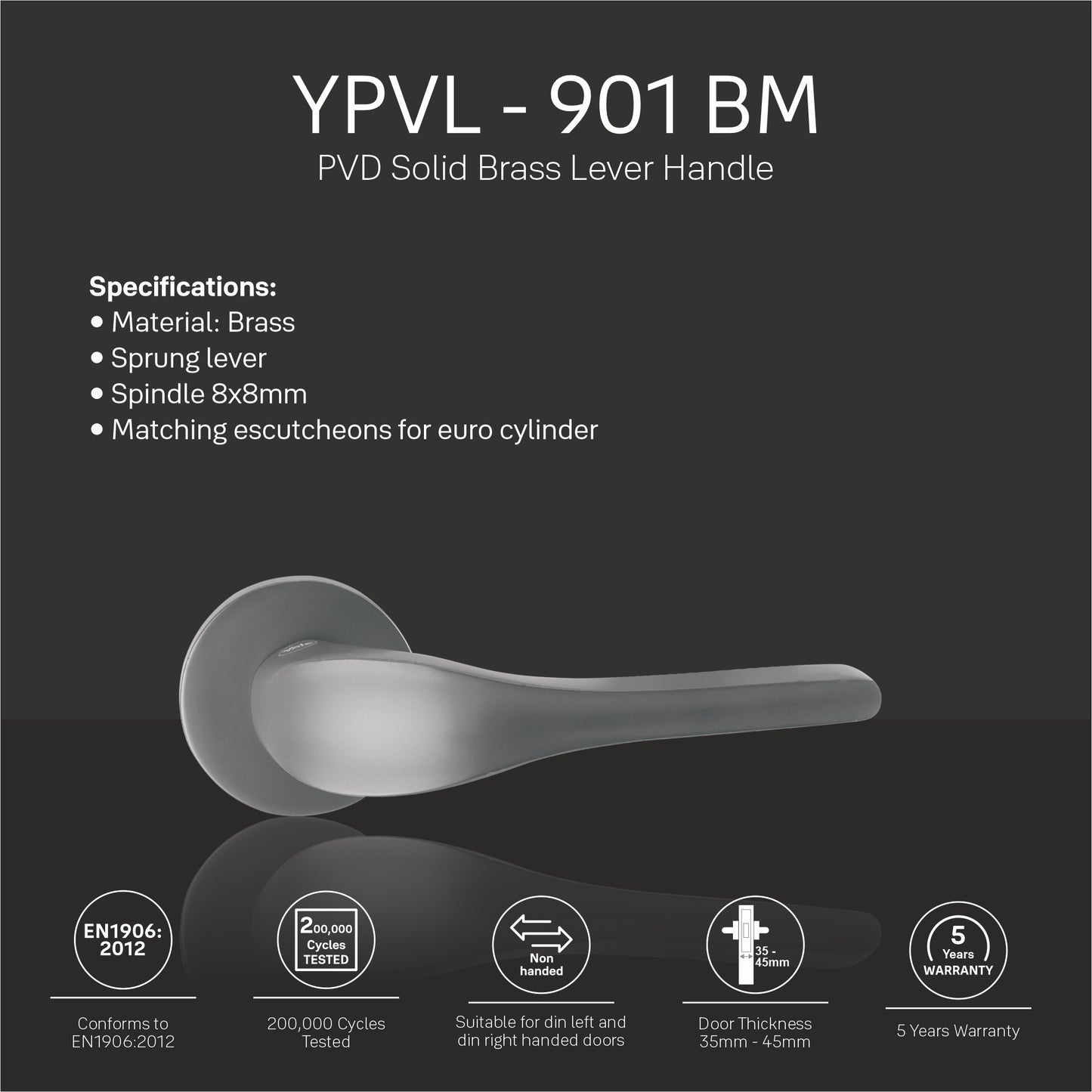 YPVL-901-BM-Yale Premium PVD Brass Lever Handle