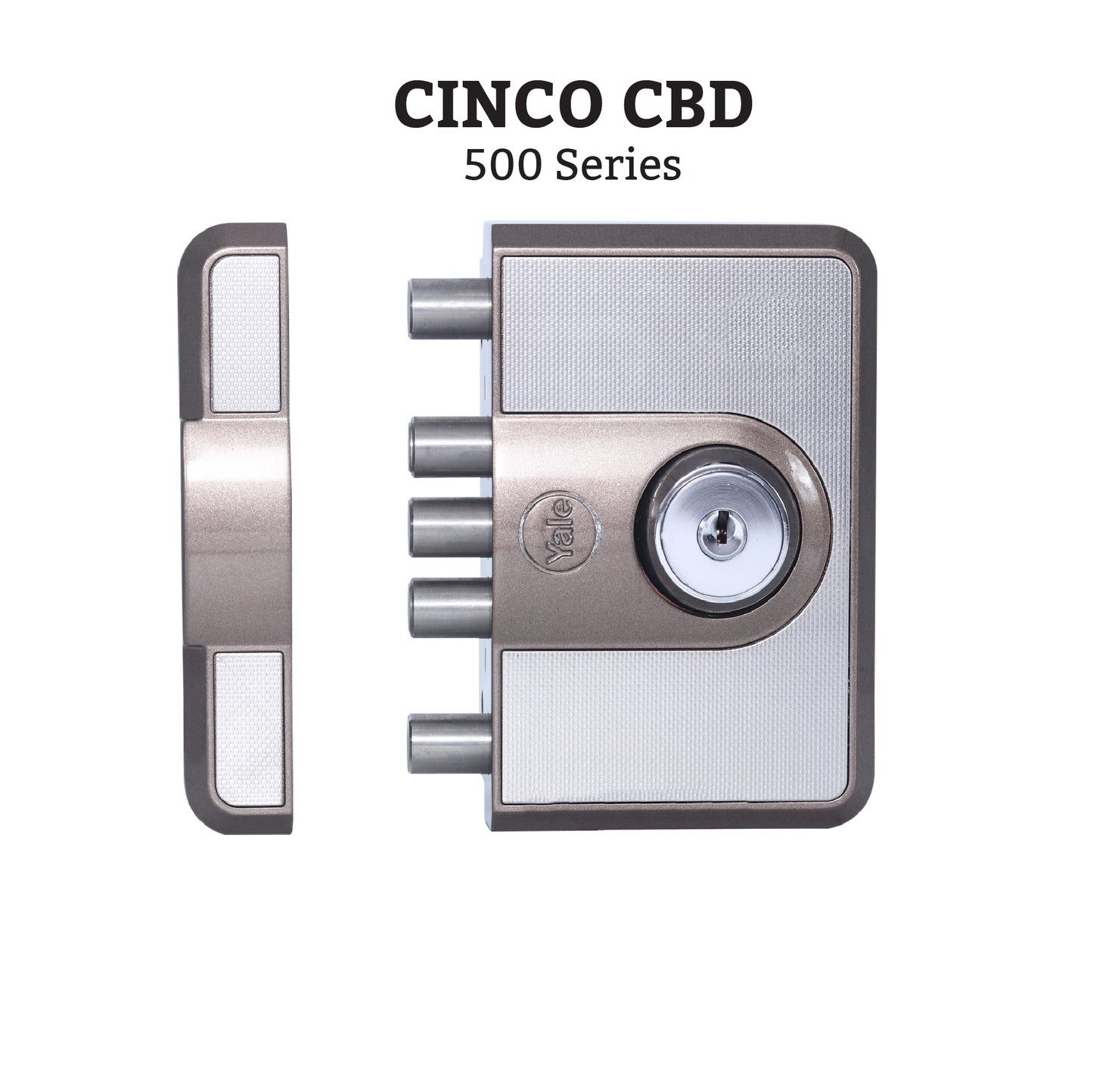CBD-Cinco 500 Series 5 Dead Bolt Main Door RIM Lock, Both Side Keys, Brown, With Dimple Keys