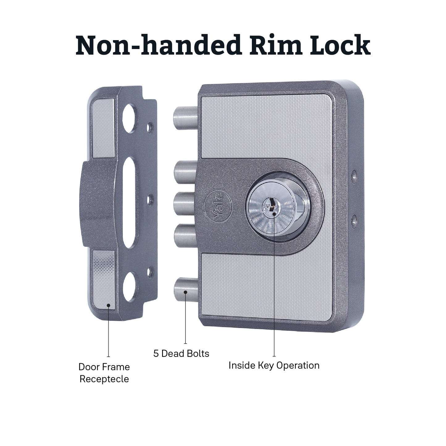 CBD-Cinco 500 Series 5 Dead Bolt Main Door RIM Lock, Both Side Keys, Grey, With Dimple Keys