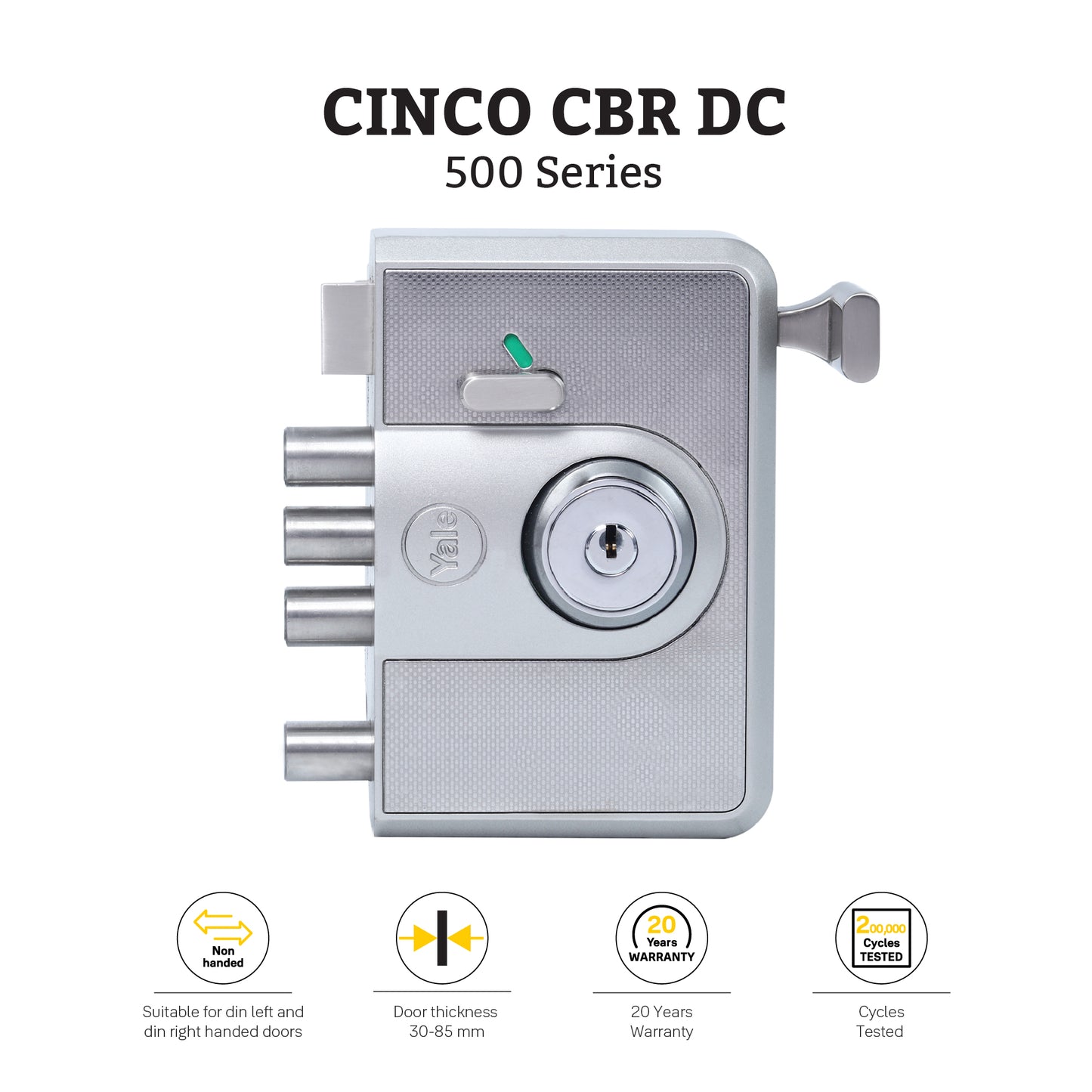 CBR-Cinco 500,Latch & DeadBolt Main Door Lock, Both Side Keys, Silver