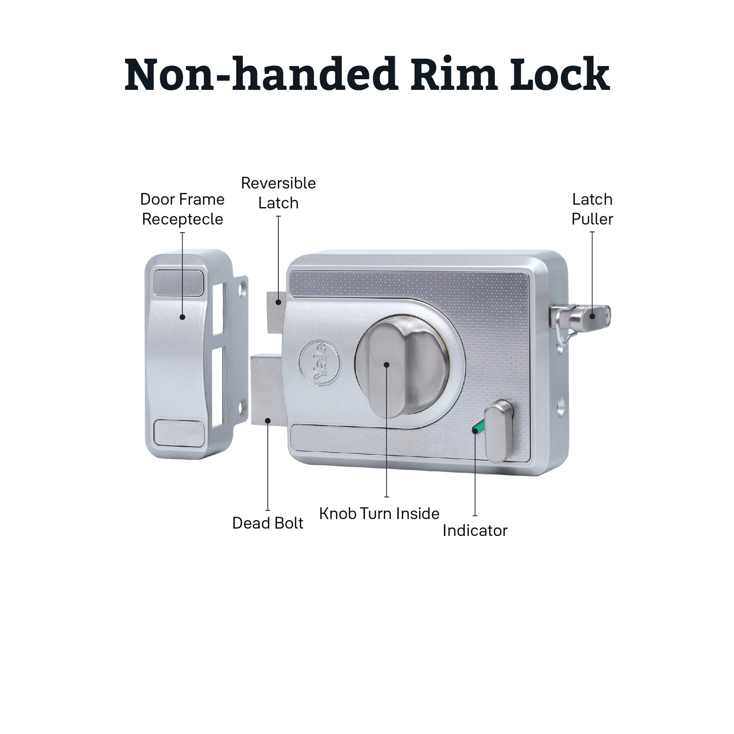CBS-Cinco Stark Series Premium Rim Main Door Lock , Knob Inside, Silver