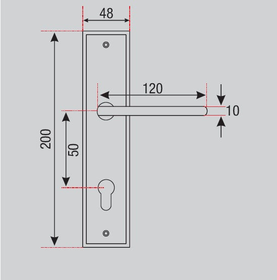 YMC502 Mortise Lock Comboset with Small backplate Handle, Cylinder with bothside keys, Antique Brass