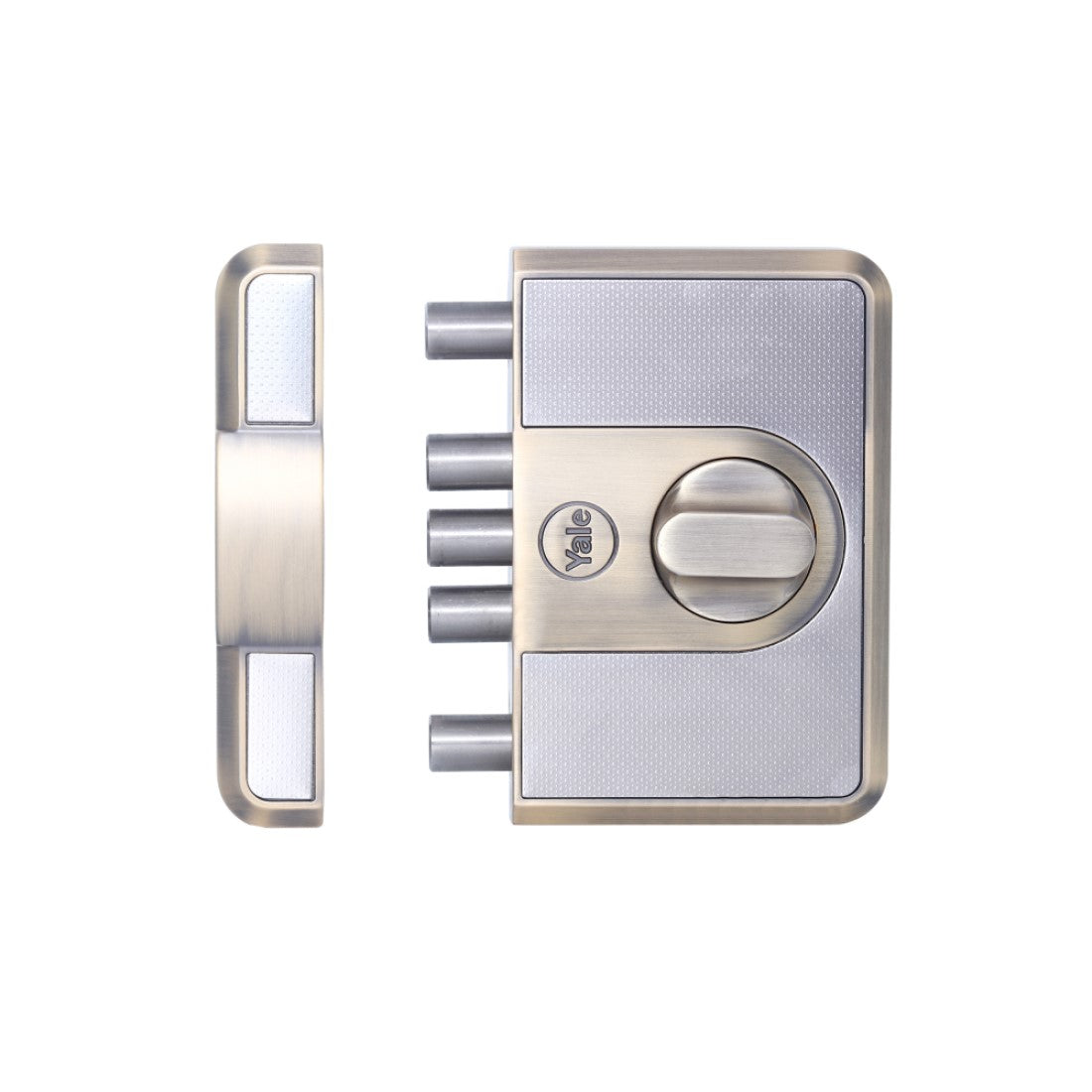 CBD-Cinco 500 Series 5 Dead Bolt Main Door RIM Lock, Knob Inside, Antique Brass, With Dimple Keys