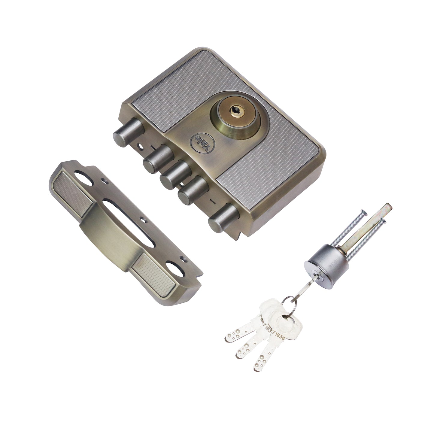 CBD-Cinco 500 Series 5 Dead Bolt Main Door RIM Lock, Both Side Keys, Antique Brass, with Dimple keys