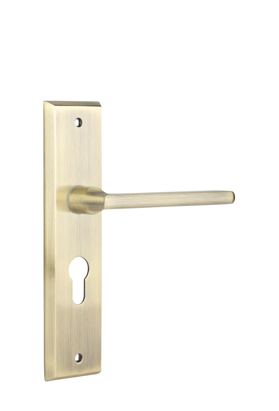 YMC502 Mortise Lock Comboset with Small backplate Handle, Cylinder with bothside keys, Antique Brass
