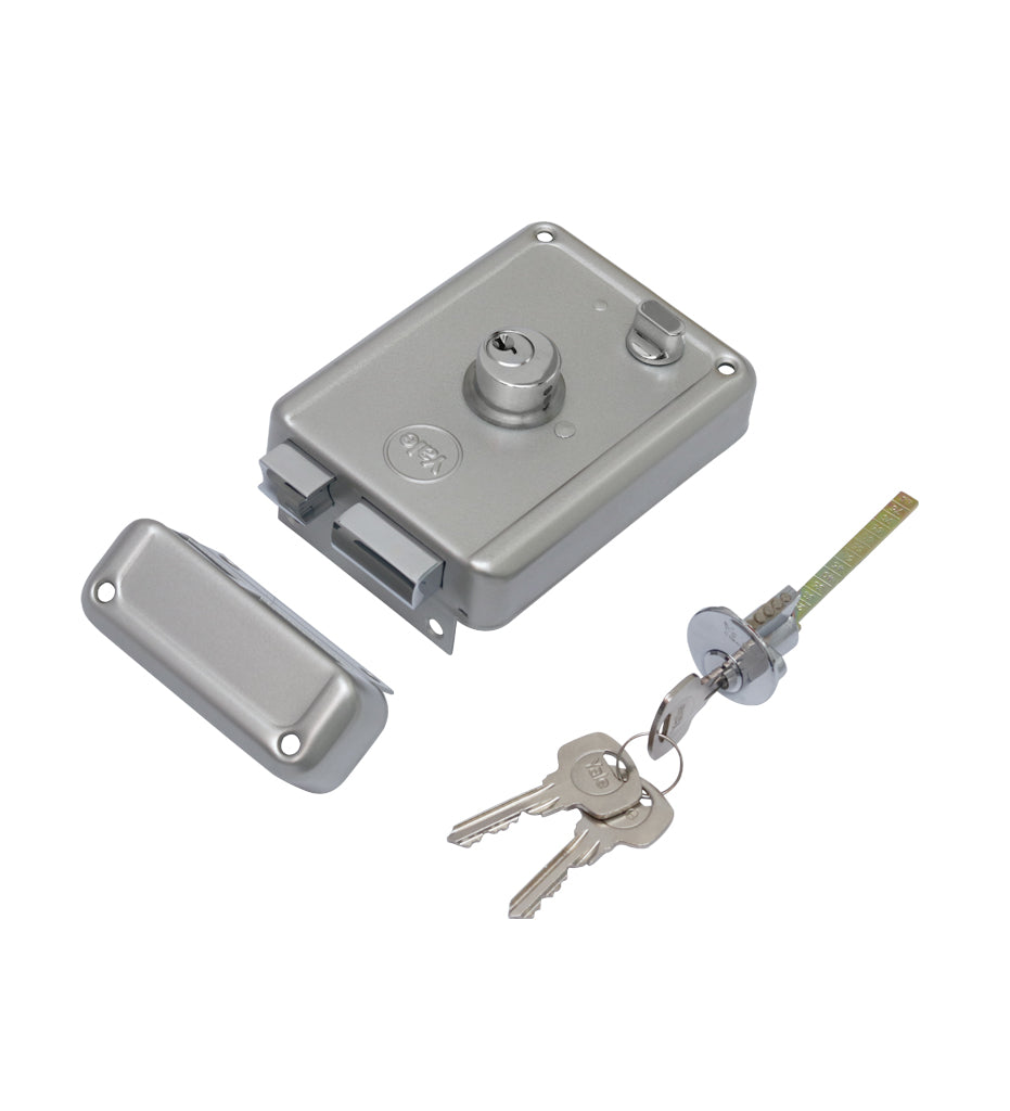R601 DBDC, RIM Lock With Two Deadbolts, Both Side Key, Regular Key, Silver