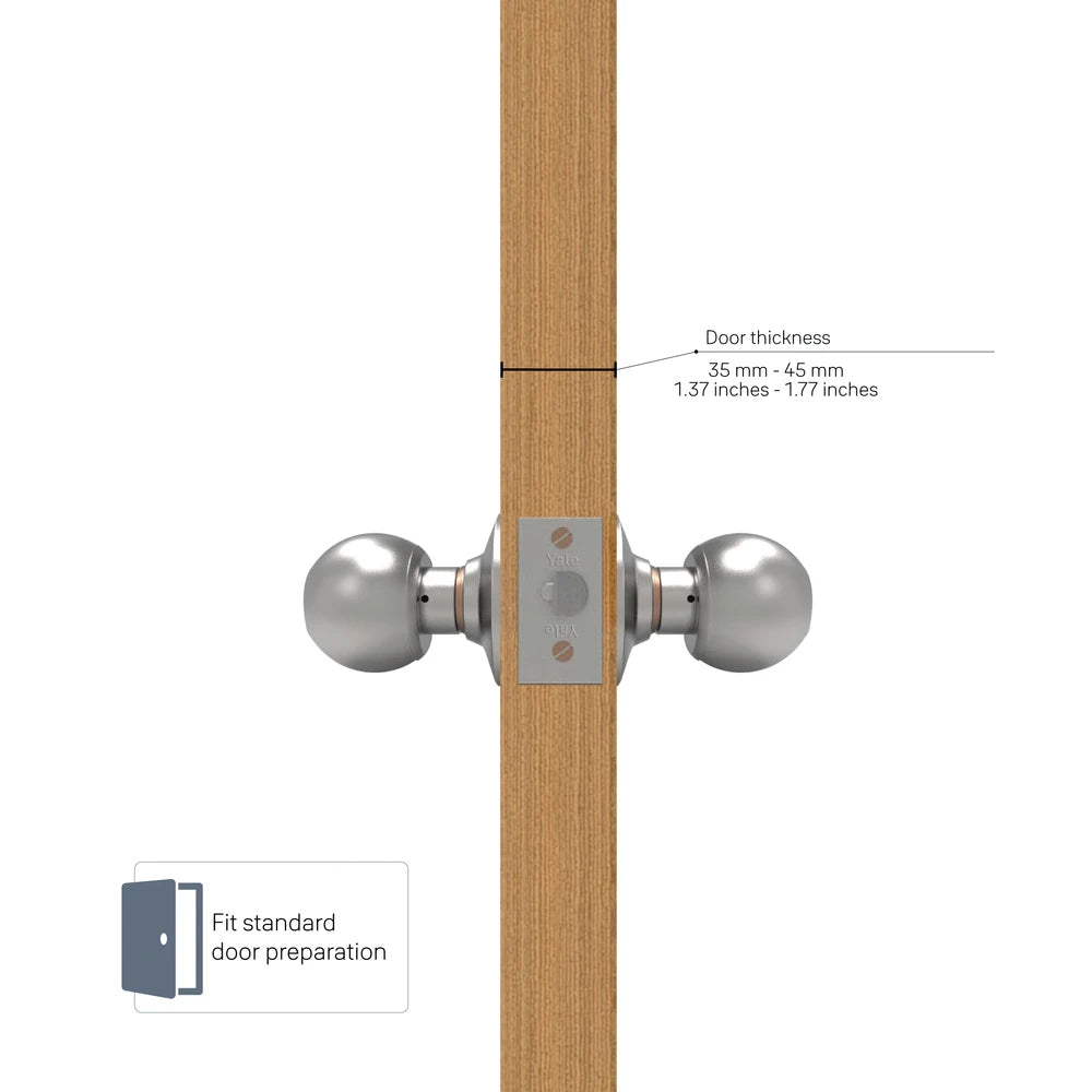 CA5122 Knobset 60/70mm Backset, Bathroom, Satin Steel