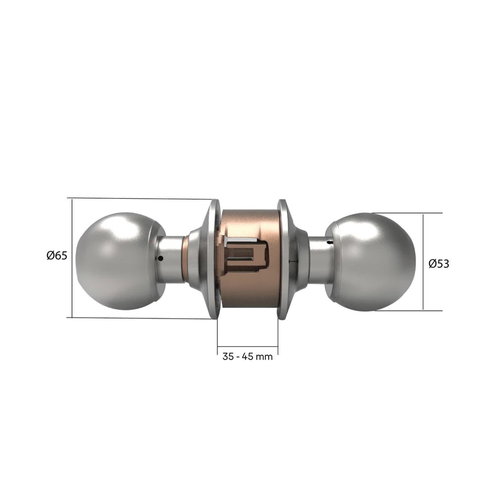 CA5122 Knobset 60/70mm Backset, Bathroom, Satin Steel