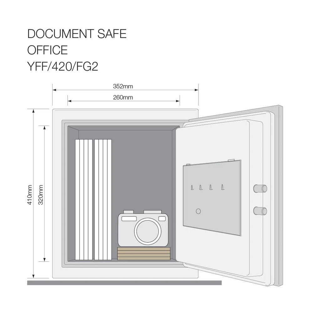 YFF/520/FG2 Biometric Safe Locker, 60 Min Fire Resistance,  Black, 37 Litre