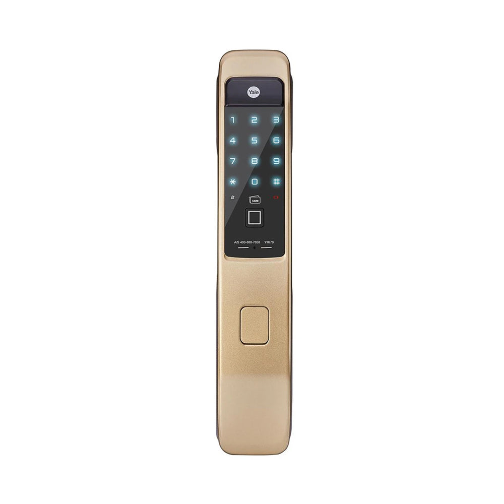 Yale YMI 70 Champagne Gold Smart Door lock with push pull mechanism